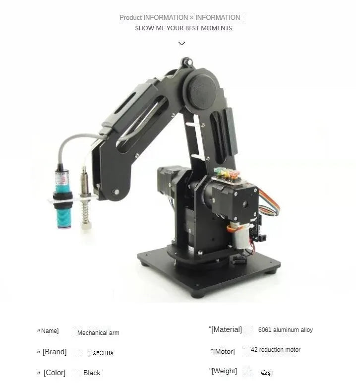 0.5/2.5/4Kg Load 3-Axis Stepping Mechanical Robotic Arm Manipulator Robot for Wifi Robot Kit Compatible Metal Claw/Suction Cups/