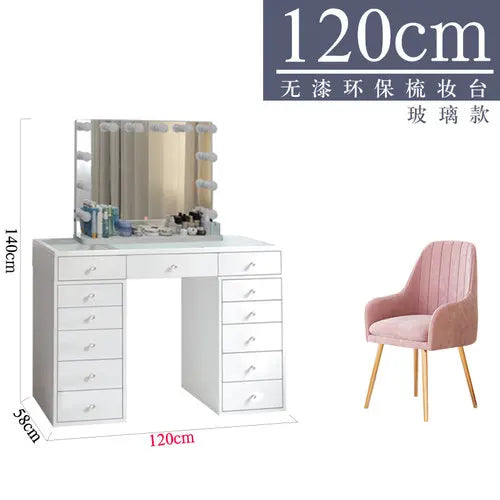 1.5-meter large dresser storage cabinet integrated household Hollywood mirror with lights big makeup table