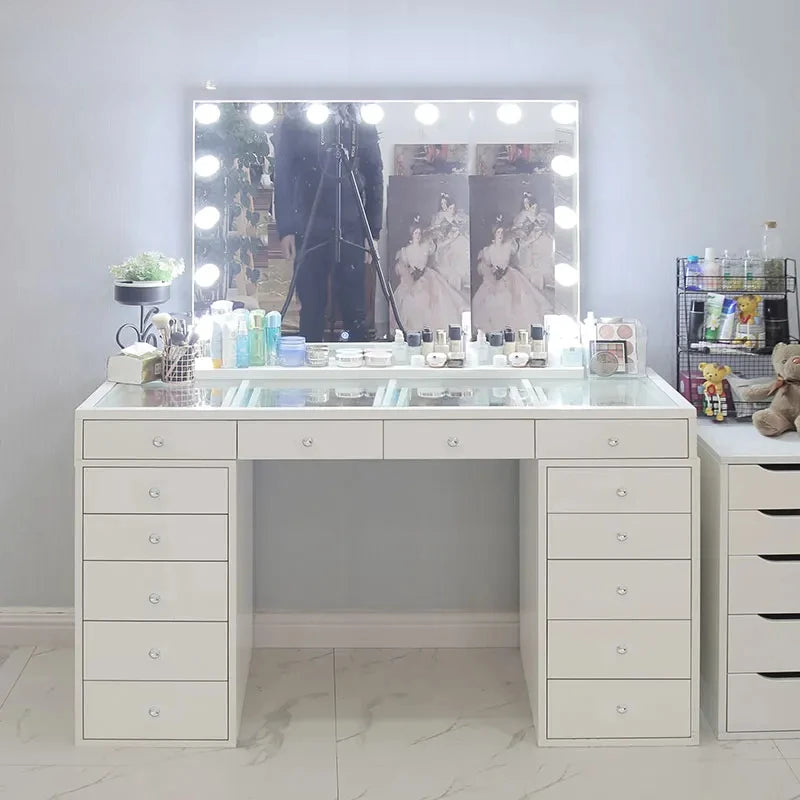 1.5-meter large dresser storage cabinet integrated household Hollywood mirror with lights big makeup table