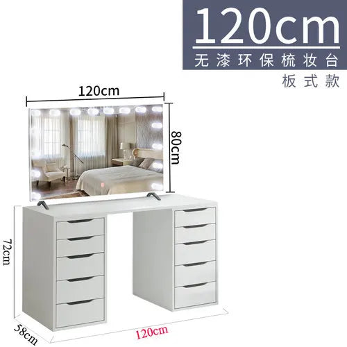 1.5-meter large dresser storage cabinet integrated household Hollywood mirror with lights big makeup table