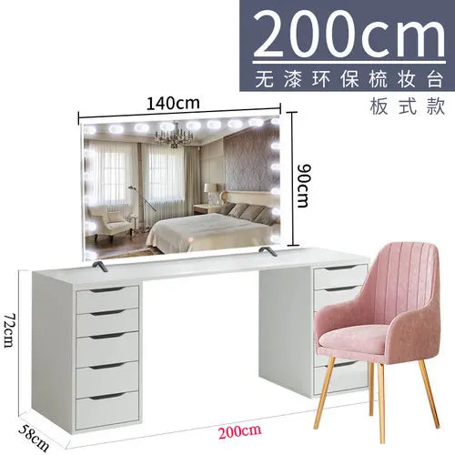 1.5-meter large dresser storage cabinet integrated household Hollywood mirror with lights big makeup table
