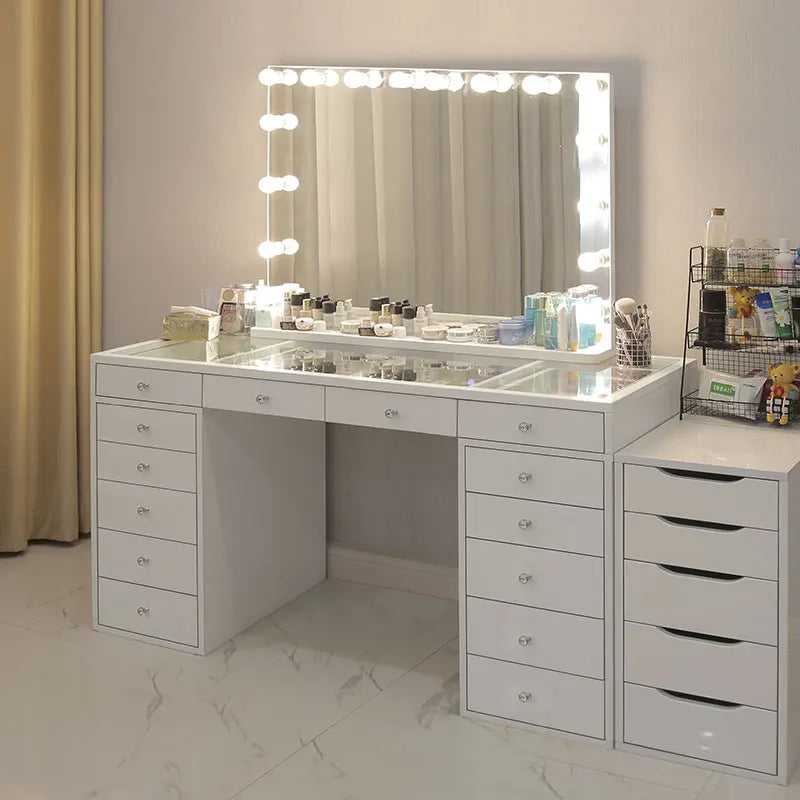 1.5-meter large dresser storage cabinet integrated household Hollywood mirror with lights big makeup table