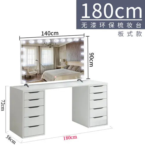 1.5-meter large dresser storage cabinet integrated household Hollywood mirror with lights big makeup table
