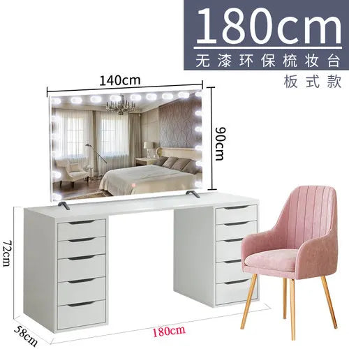 1.5-meter large dresser storage cabinet integrated household Hollywood mirror with lights big makeup table
