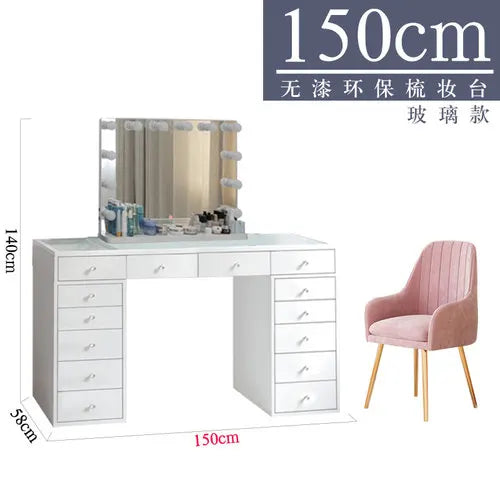 1.5-meter large dresser storage cabinet integrated household Hollywood mirror with lights big makeup table