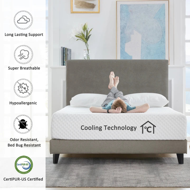 12 Inches Gel Memory Foam Mattress Made in US(King),Gel Memory Foam,High Density Support layer,With Motion Isolation Function.