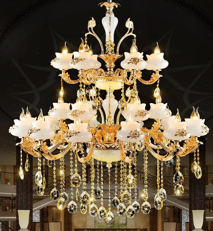 120CM Luxury Villa Crystal Chandeliers stair Lamp Led candle light European style Hotel Project Ceiling Chandelier led luminaire