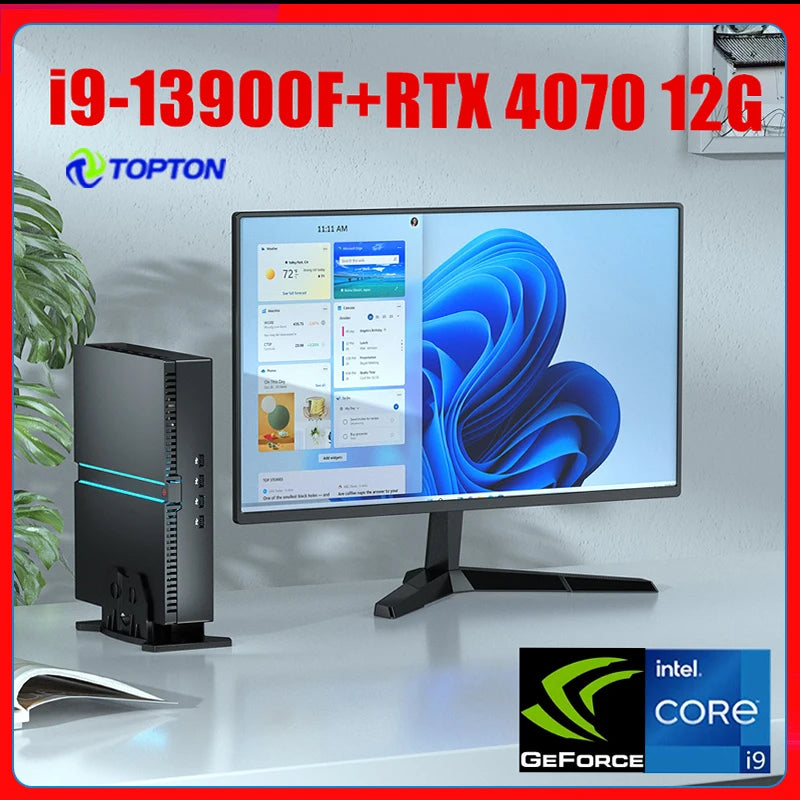 13th Gen i9 13900F Gaming Mini PC NVIDIA RTX 4070 12G i7 PC Gamer PCIE4.0 Windows 11 Mini Computer Tower PC Desktop WiFi6
