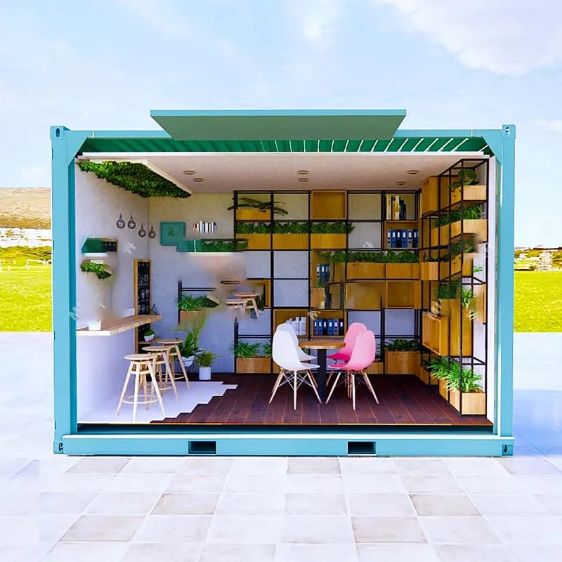 1Custom-made container mobile room office leisure cabin outdoor book bar kiosk simple snack bar coffee shop