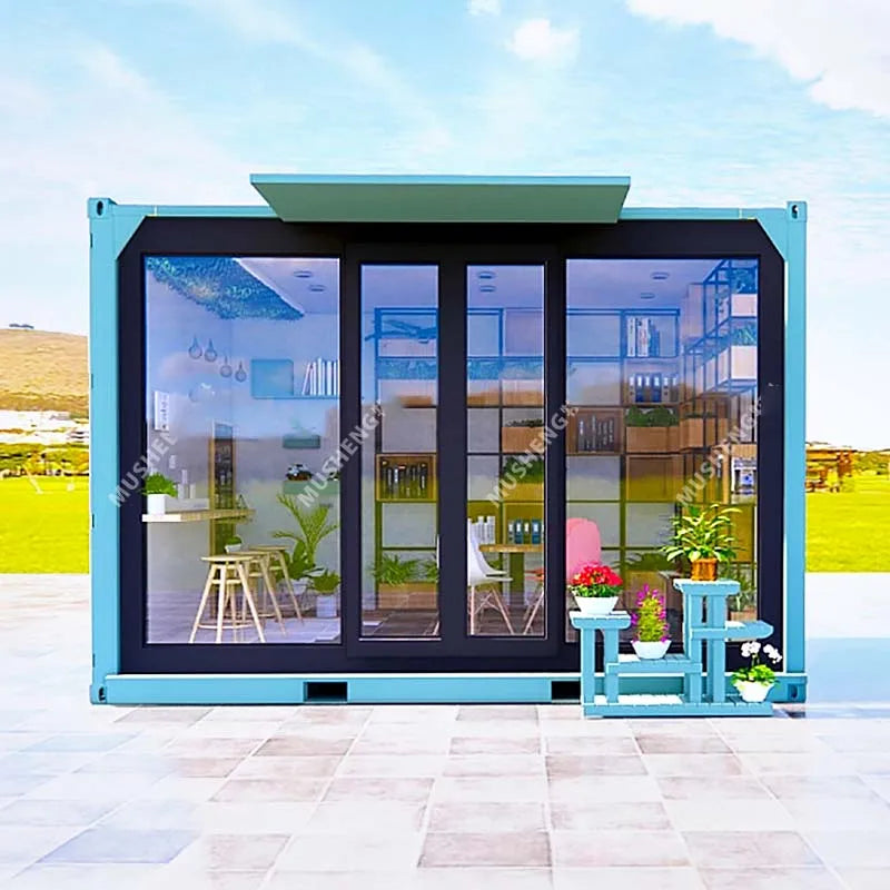 1Custom-made container mobile room office leisure cabin outdoor book bar kiosk simple snack bar coffee shop
