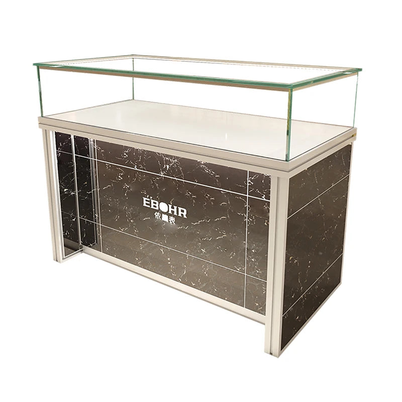 1New imitation marble glass jade display cabinet shopping mall jewelry display cabinet showcase glass mobile phone showcase
