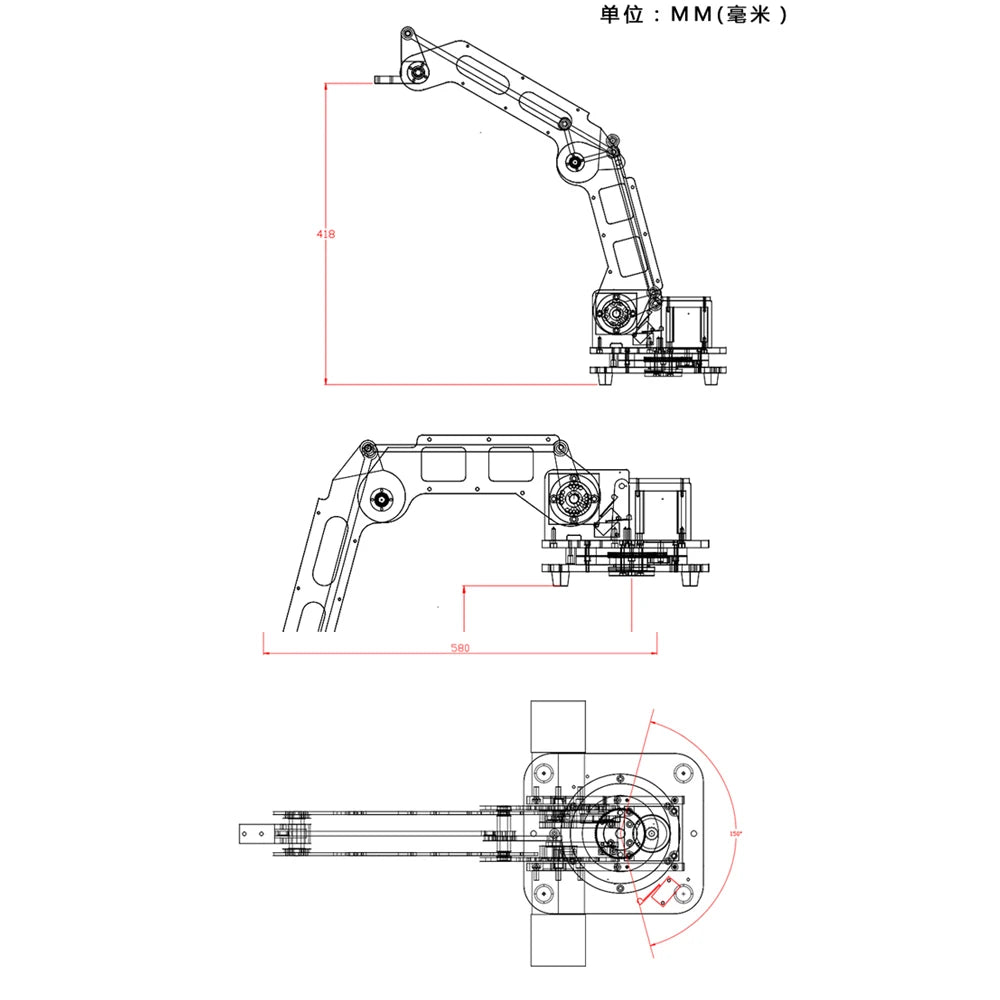 2.5KG PayLoad 4 Axis Industrial Robot Manipulator Claw Gripper Desktop Large Load Arm Handle Multiple Control Modes Automatic