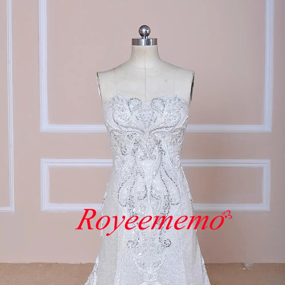 2020 Luxurious mermaid wedding dress heavy hand beads work church train