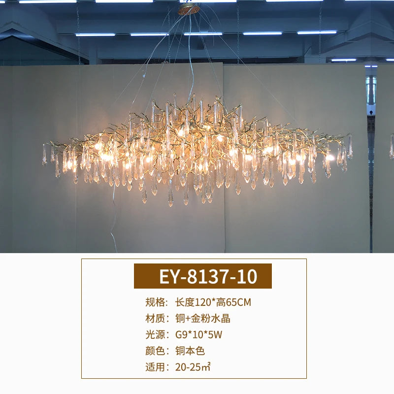 2021 New Post-Modern Light Luxury Crystal Chandelier Luxury Atmosphere Lamp in the Living Room Creative Villa
