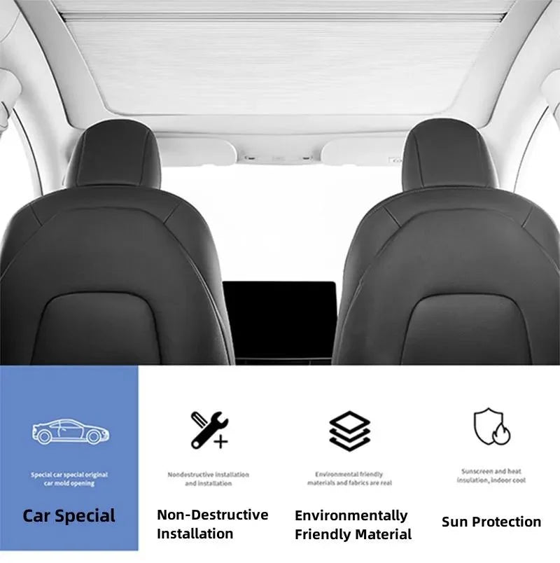 2023 Roof Sunshade Top Window UV Sun sunroof sunshade for  model y Glass  No Sag Stretchable Heat Insulation Cover Foldable