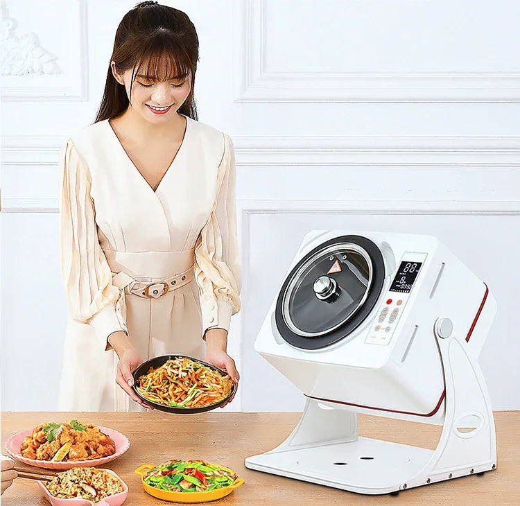 2024 220v/50hz 6L Vegetable Cooking Machine Commercial Automatic Canteen Large Intelligent Robot Drum Type Fried Rice Machine