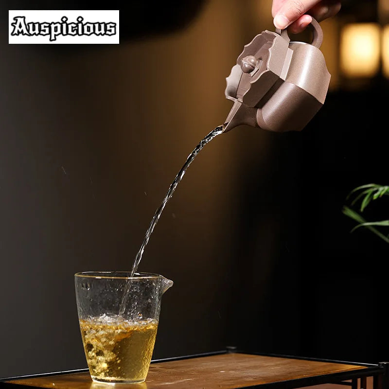 250ml High Quality Purple Clay Teapot Handmade Monk Hat Pot Raw Ore Graphite Mud Teapot Beauty Kettle Tea Set Tea Ceremony Gift