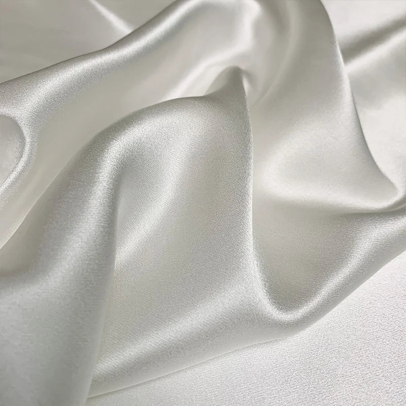 30 Meters 19 Mm Elastic Silk Satin Fabric 95% Mulberry Silk 5% Spandex Off White Color 140 Cm 108 Cm Wide Small Wholesale