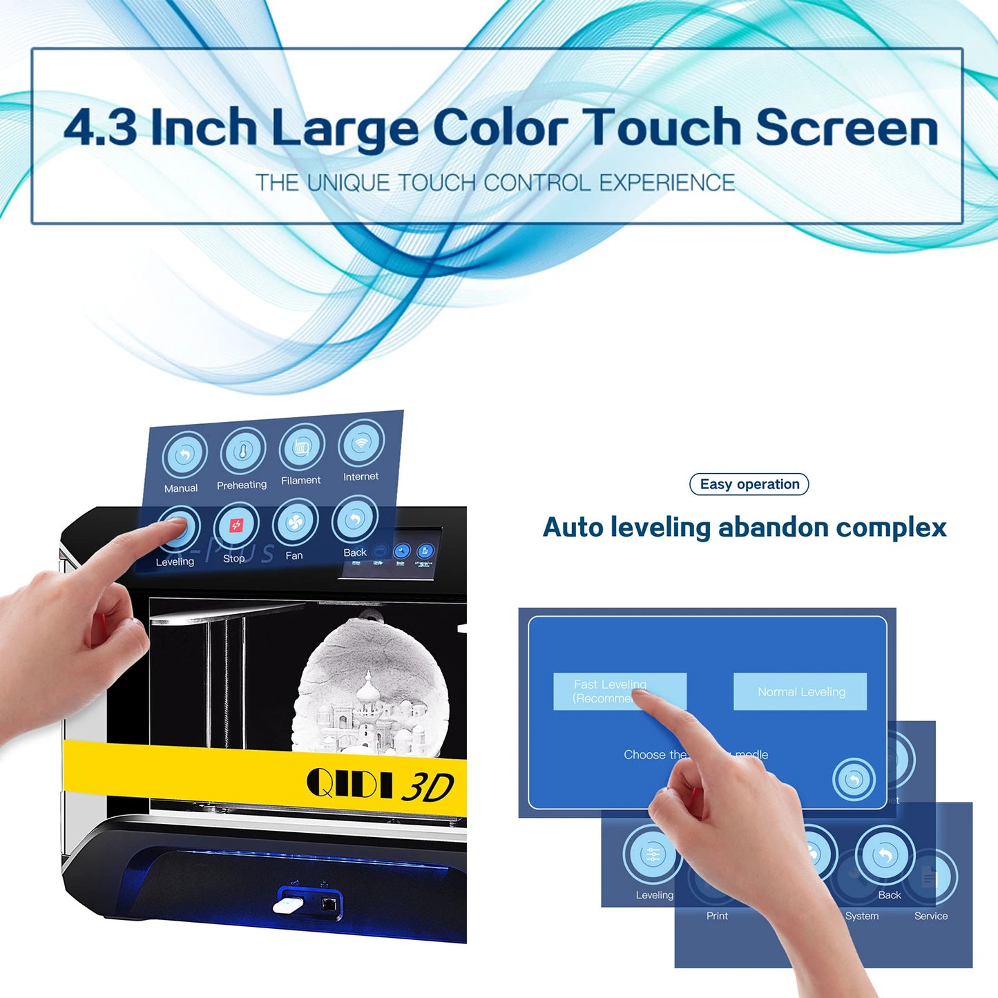 3D Printer Industrial Grade with 4.3In Color Touchscreen Support Resume Printing Quick Leveling WiFi Function Air Purification