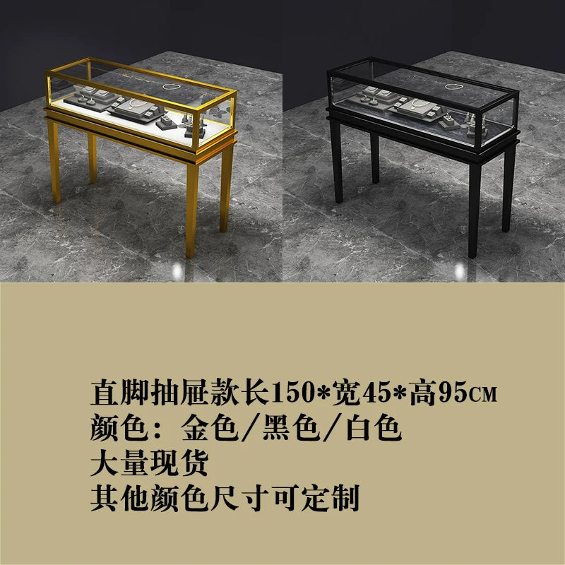 3Jewelry Display Cabinet Glass Transparent Counter Luxury Showcase Jewelry Watch Jade Display Cabinet Customization