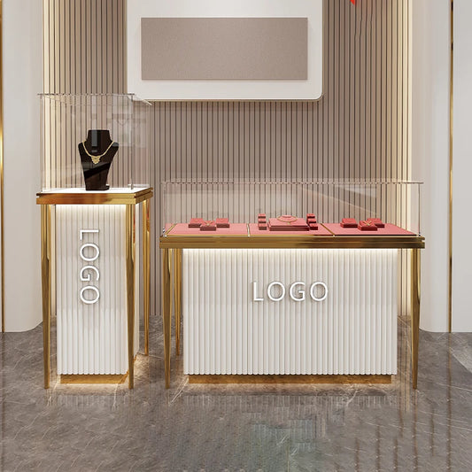 3Jewelry Display Cabinet High Grade Glass Counter Gold Jewelry Display Glasses Cabinet Watch Shop Product Display Cabinet
