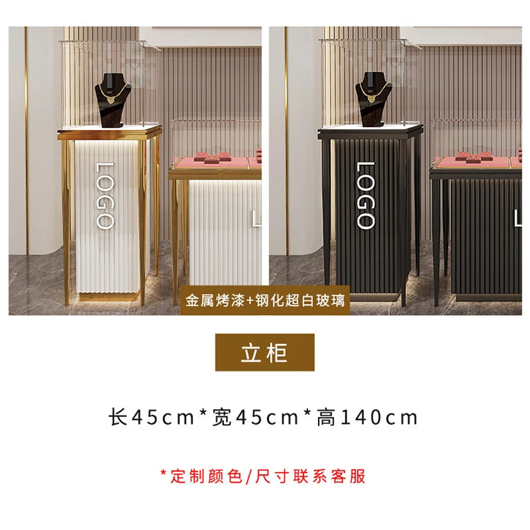 3Jewelry Display Cabinet High Grade Glass Counter Gold Jewelry Display Glasses Cabinet Watch Shop Product Display Cabinet