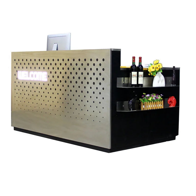 3Modern minimalist creative stainless steel front desk company reception bar beauty salon clothing hair salon small