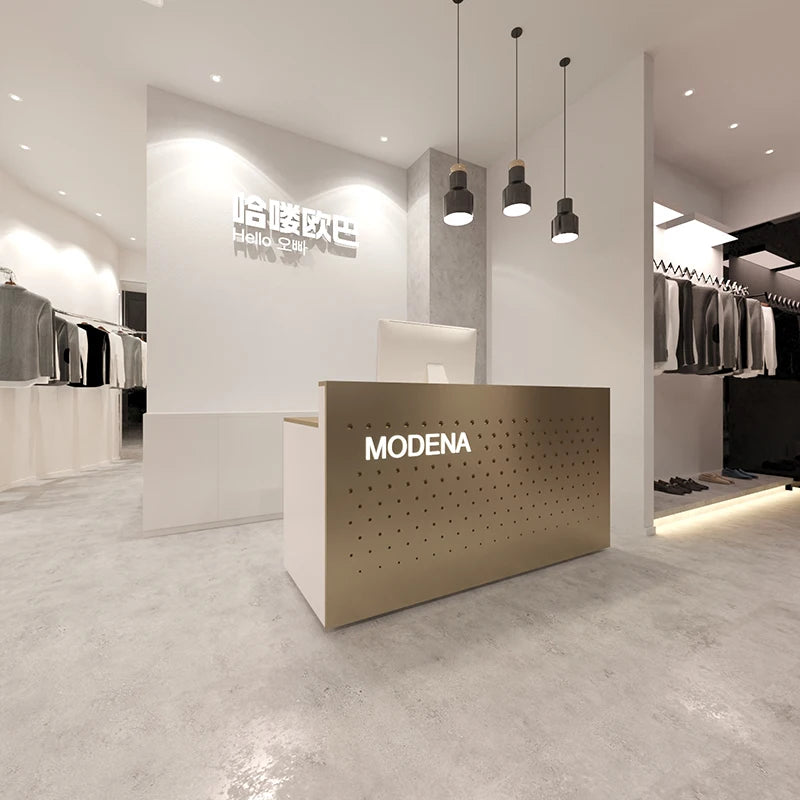 3Modern minimalist creative stainless steel front desk company reception bar beauty salon clothing hair salon small