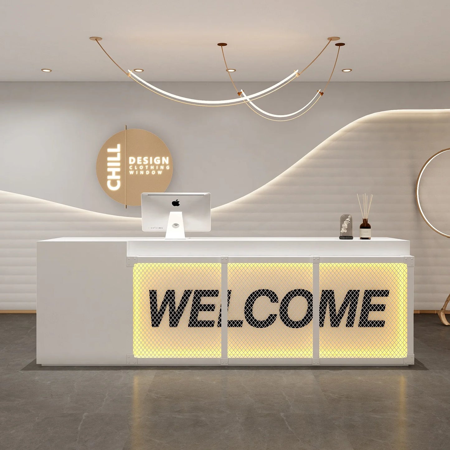 3Retro industrial style clothing store simple small bar wrought iron bar company front desk reception counter