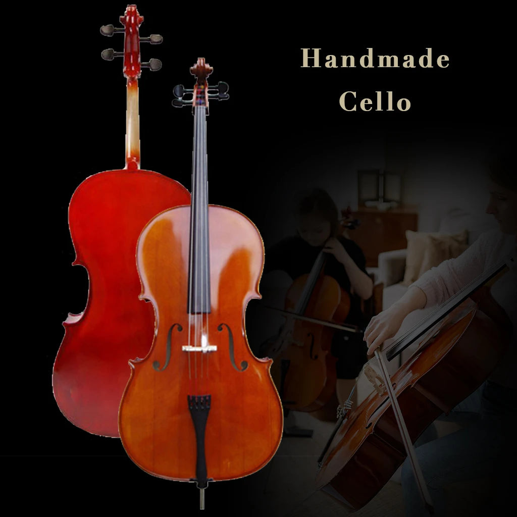 MMOOKA 4/4 3/4 1/2 1/4 1/8 Acoustic Cello Pure Handmade Solidwood Cellos Violoncelo チェロ виолончель With Carry Gig Bag Bow Bridge Case