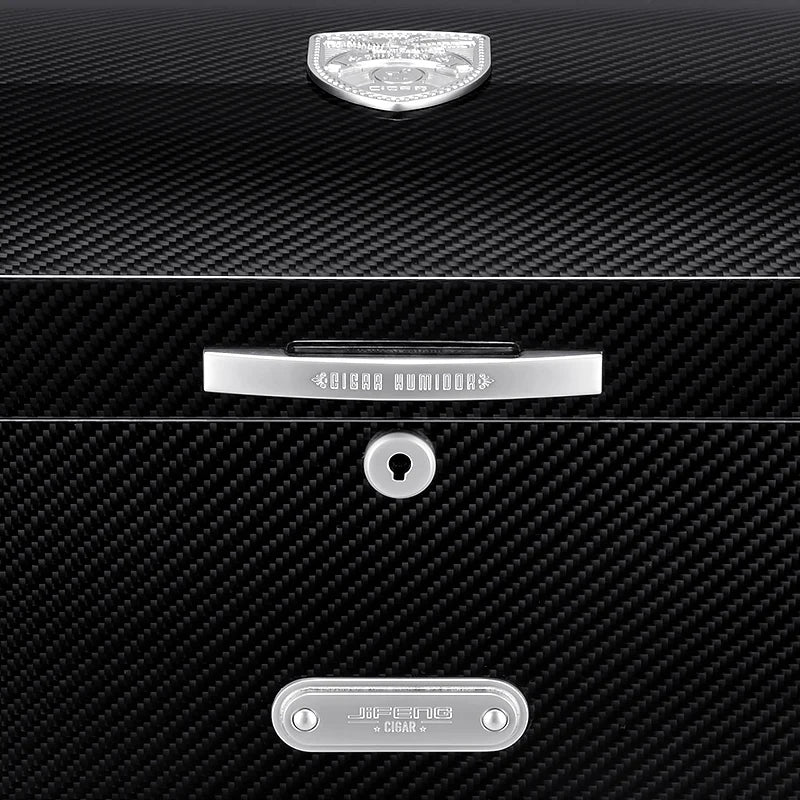 410x280x200mm Cedar Wood Cigar Humidor JIFENG Large-Capacity 120 Cigar Case Professional Carbon Fiber Multi-Zone Storage Box