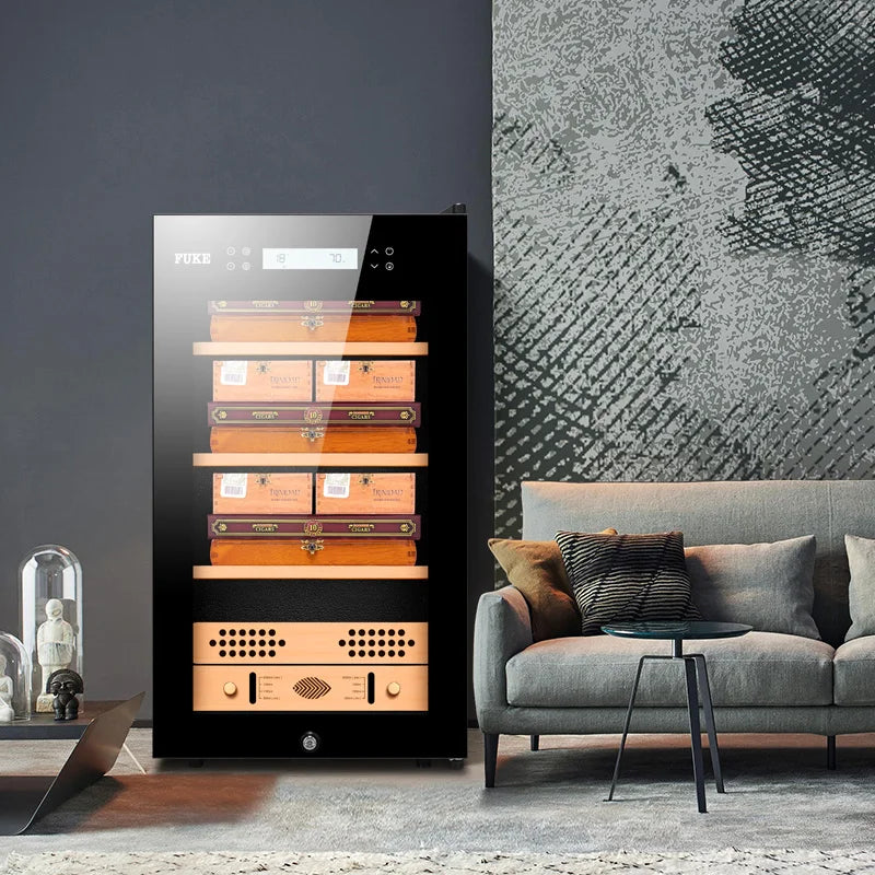 480x470x855mm Cigar Cabinet FK-28C Capacity 300-400 Black Cigar Humidor Intelligent Temperature Control Moisturizer Wine Storage