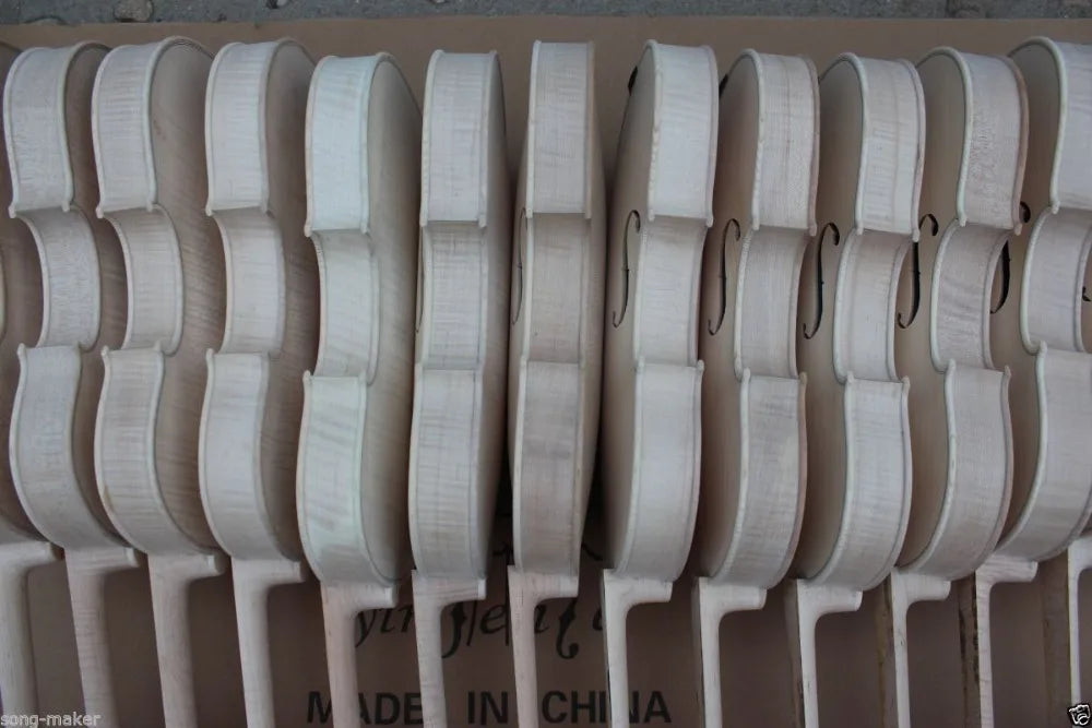 5 pcs New 4/4 violin unfinished Flame maple Russian spruce top White Violin Body