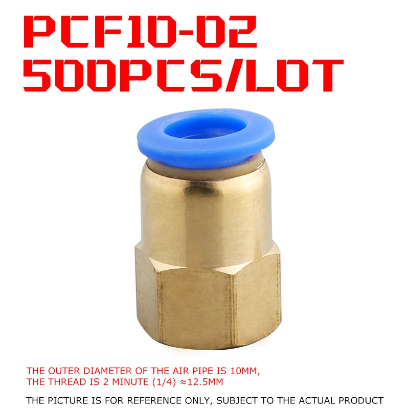 500Pcs Pneumatic Component Internal Thread Straight Through Quick Joint Connector PCF4-01 / 6-03 / 8-02 / 10-04