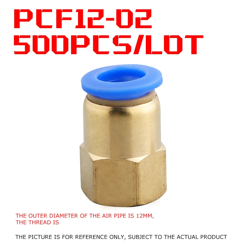 500Pcs Pneumatic Component Internal Thread Straight Through Quick Joint Connector PCF4-01 / 6-03 / 8-02 / 10-04