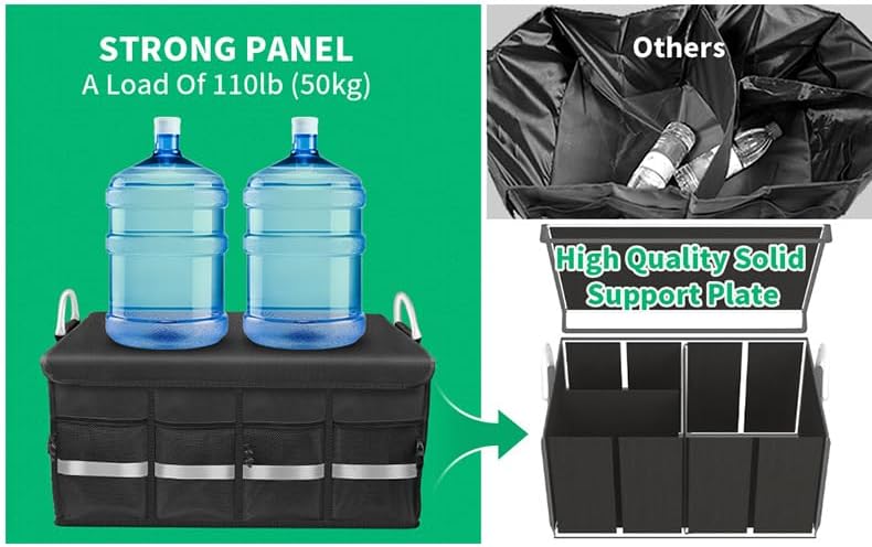 ANTNX Car trunk storage box Foldable with handle organizer (black) large