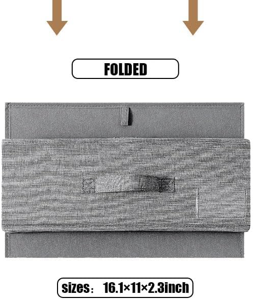 ANTNX Under bed storage box with lid 2-piece with handle with label Collapsible stackable storage box for organizing clothes, shoes, blankets, pillows, sheets (gray)