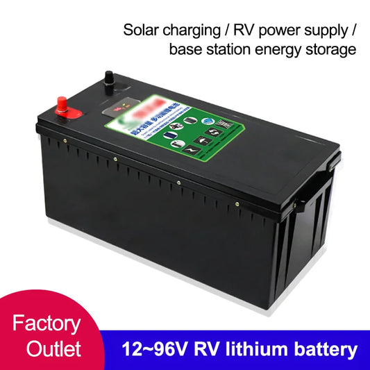 60V RV LiFePo4 Lithium Battery Large Capacity 100AH 200AH Solar Charging