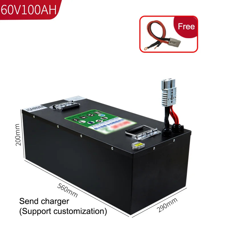 60V RV LiFePo4 Lithium Battery Large Capacity 100AH 200AH Solar Charging