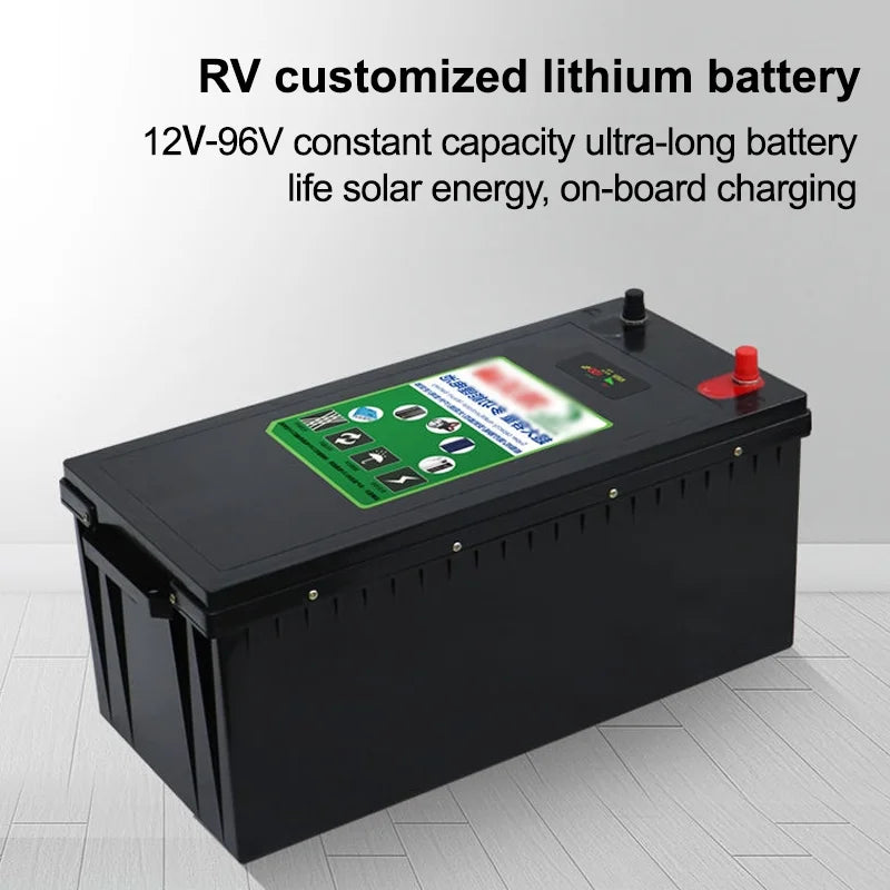 60V RV LiFePo4 Lithium Battery Large Capacity 100AH 200AH Solar Charging