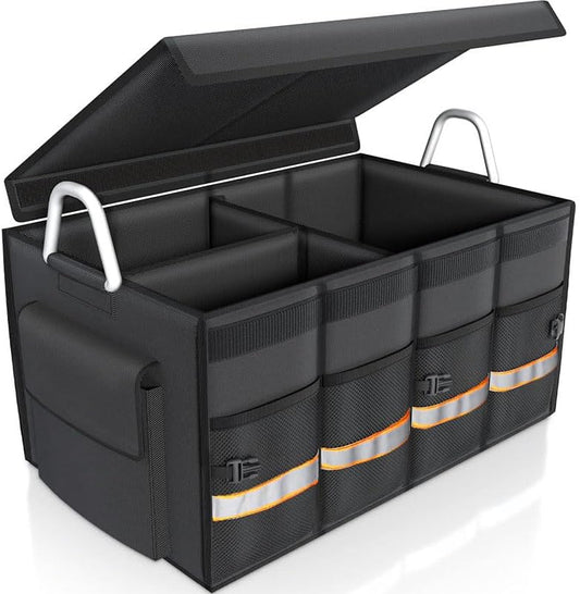 ANTNX Car trunk storage box Foldable with handle organizer (black) large