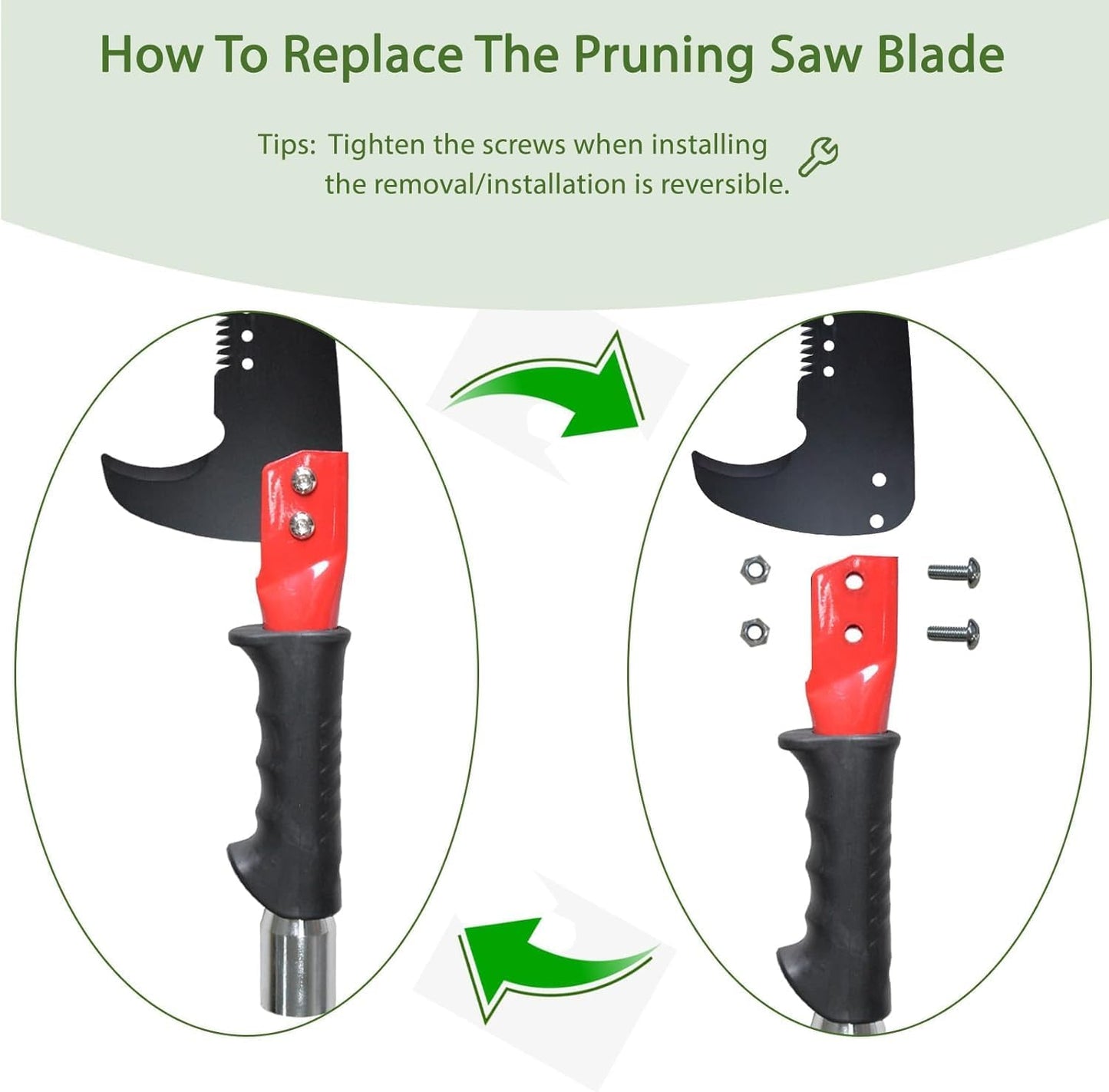 Stansom Pole Pruning Saw Tree Saw 8M Extendable, Manual Tree Trimmer with Carry Bag Tree Lopper Long Reach for Palm Oak High Branches