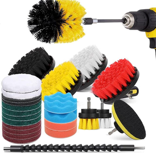 ANTNX 23-Piece Drill Brush Accessories Set, Matte pad and Sponge, Electric Matte Brush Band Extending Extended Extended Accessories Multi-Purpose Cleaning, Suitable for Grout, Tile, Sink, Bath