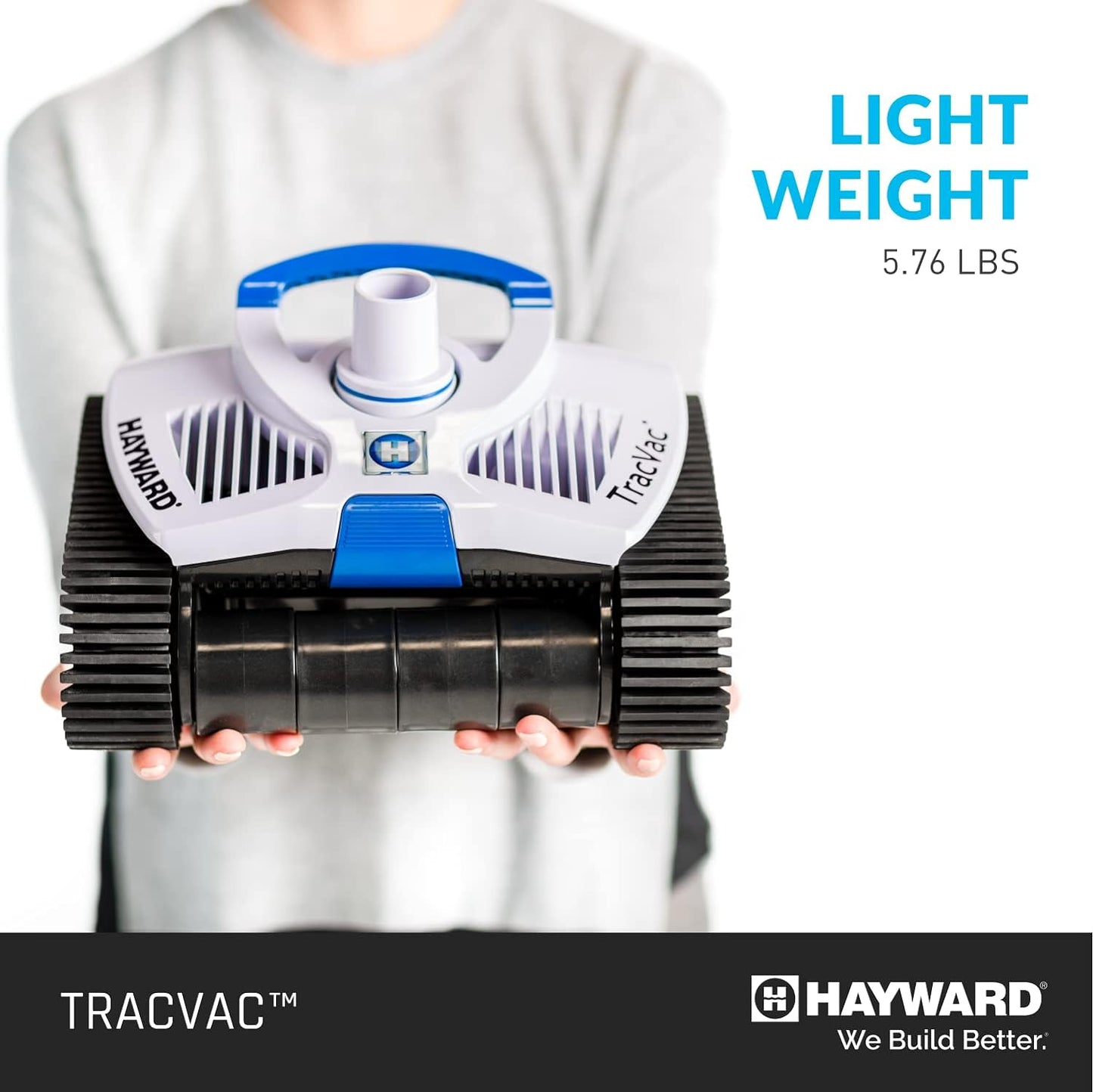 Hayward TracVac Lightweight Automatic Suction Vacuum Cleaner with Hose and Valve for In Ground Swimming Pool Maintenance, White