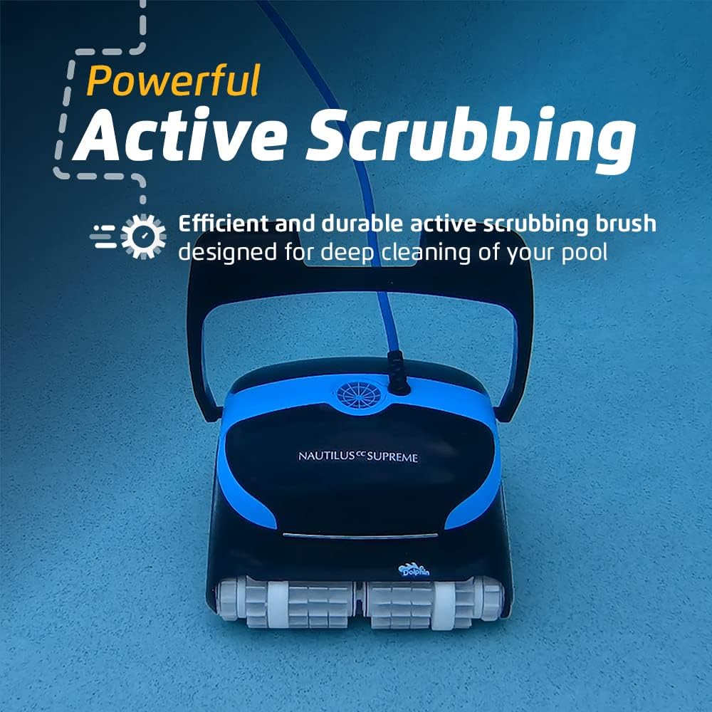 Dolphin Nautilus CC Supreme Wi-Fi Robotic Pool Vacuum Cleaner up to 50 FT - Waterline Scrubber Brush
