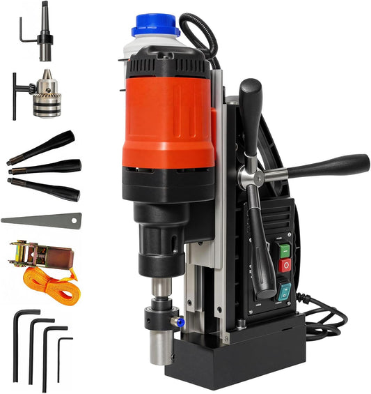 RODOVIA Magnetic Drill Press, 1800W 50mm Coring 15800N Power Magnetic Drill, 0-500 rpm Stepless Speed for Metal Surface, Industrial