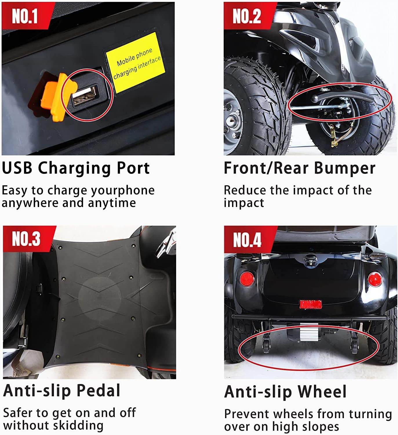 Heavy Duty Mobility Scooters for Seniors & Adults 500lbs Capacity - Electric Powered Wheelchair Device - 1000W All Terrain Recreational Mobility Scooter for Travel