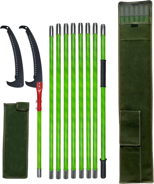 Stansom Pole Pruning Saw Tree Saw 8M Extendable, Manual Tree Trimmer with Carry Bag Tree Lopper Long Reach for Palm Oak High Branches