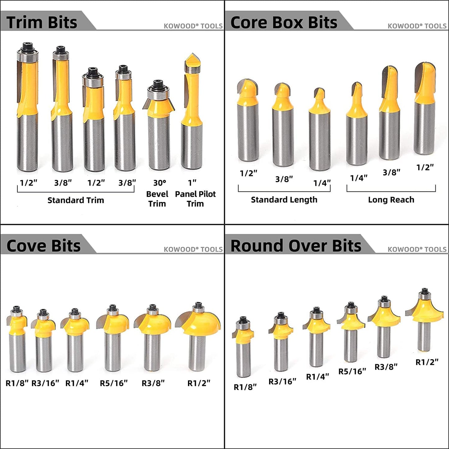 ANTNX Router Bits Sets of 70 Pieces 1/2 Inch T Shape Wood Milling Cutter