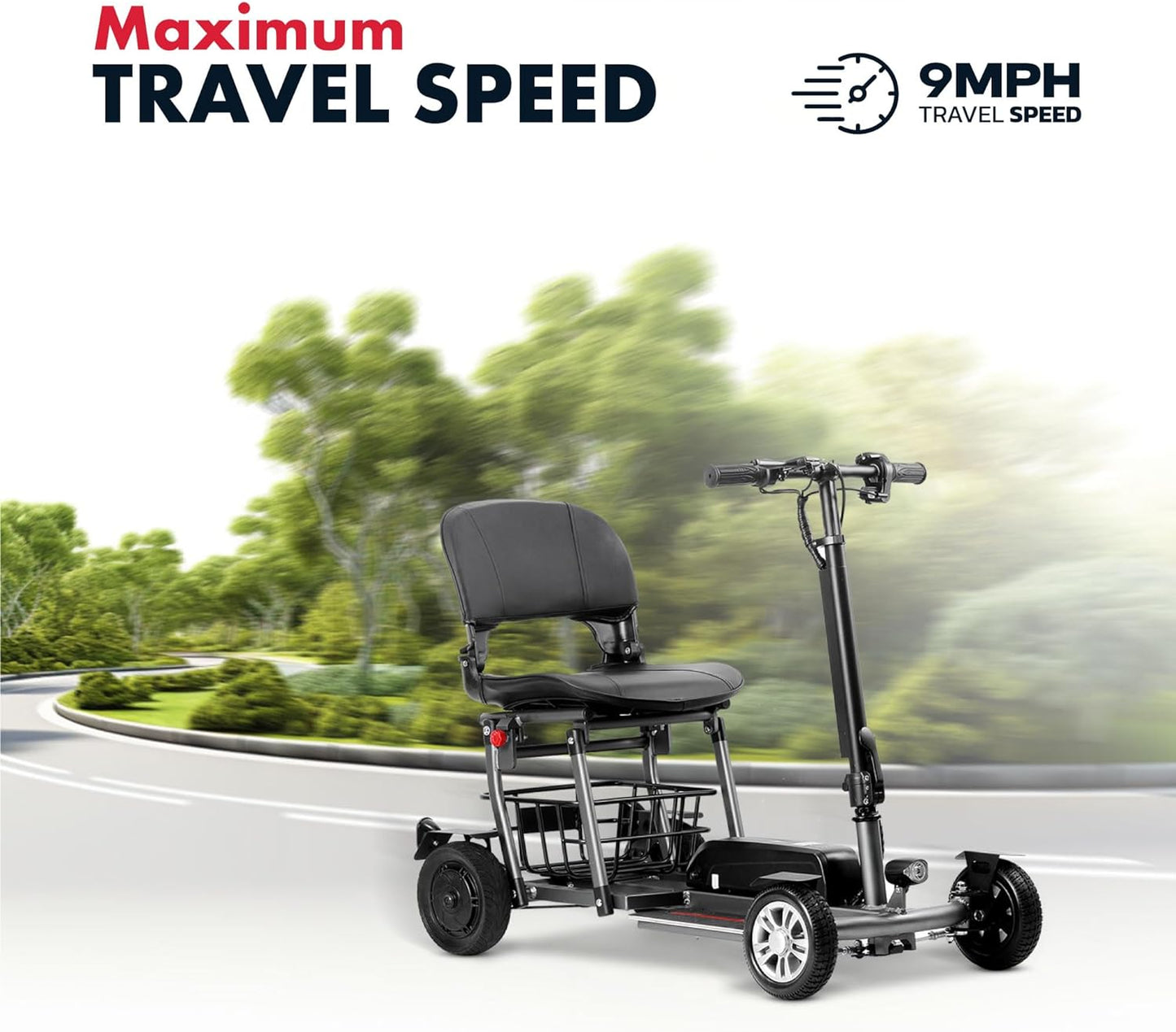 Rubicon FX4 - Lightweight 4 Wheel Foldable Mobility Scooters for Adults and Seniors - Detachable Lithium Battery - More Faster (Model1)